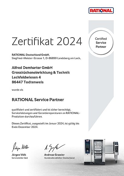 Demharter Rational Service Partner Zertifikat 2024